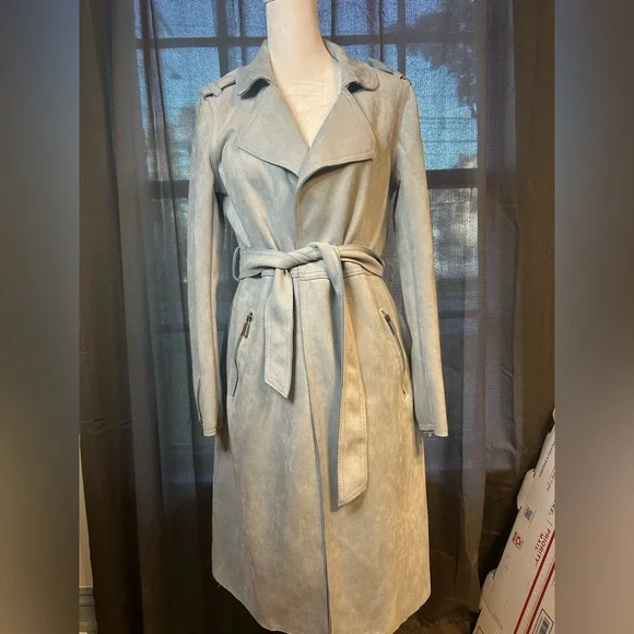 Magaschoni Sky Blue Trench Coat - Picture 2 of 9